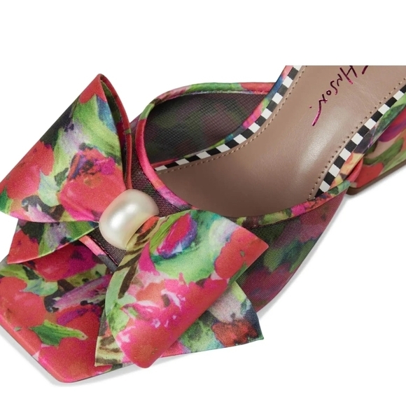 Betsey Johnson Floral Bow Mules - Pink and Green - Picture 4 of 6